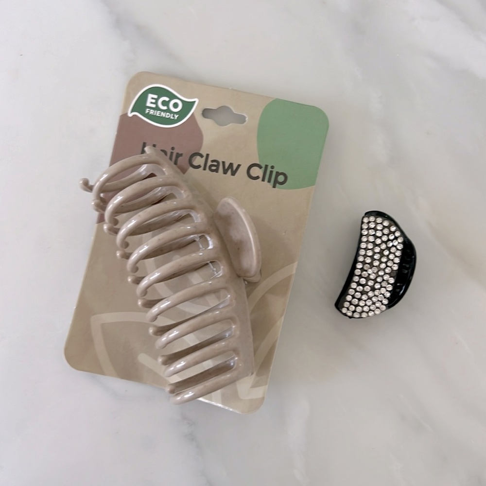 🆕 3-inch Large Claw Clip & Mini Bedazzled Hair Clip (2 pack). NWT.